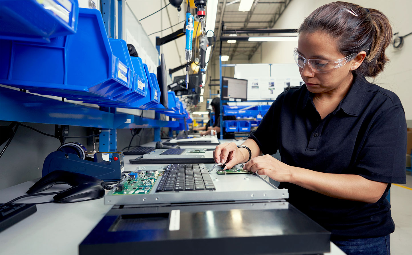 woman assembling product